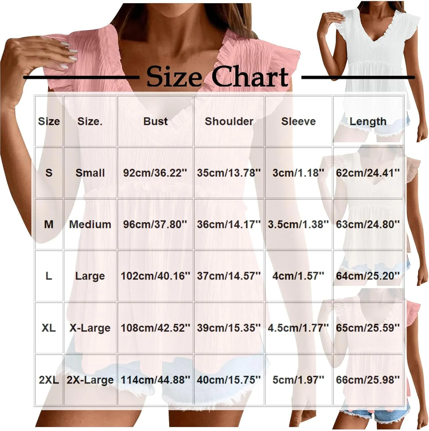 Womens Babydoll Tank Tops V Neck Ruffle Sleeve Pleated Peplum Shirts Summer Casual Boho Flutter Flowy Tank Tops