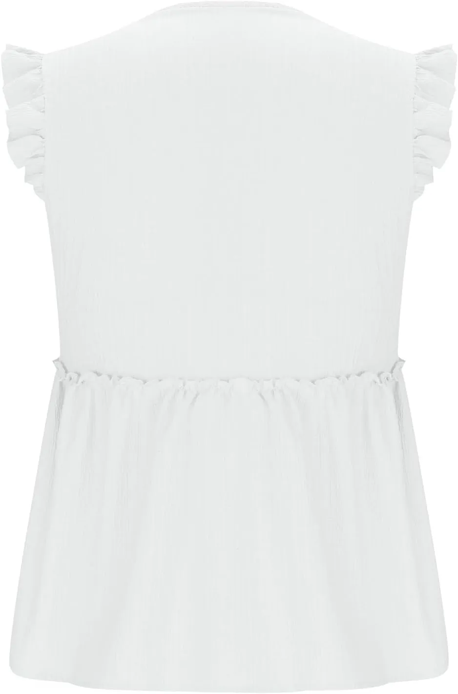 Womens Babydoll Tank Tops V Neck Ruffle Sleeve Pleated Peplum Shirts Summer Casual Boho Flutter Flowy Tank Tops