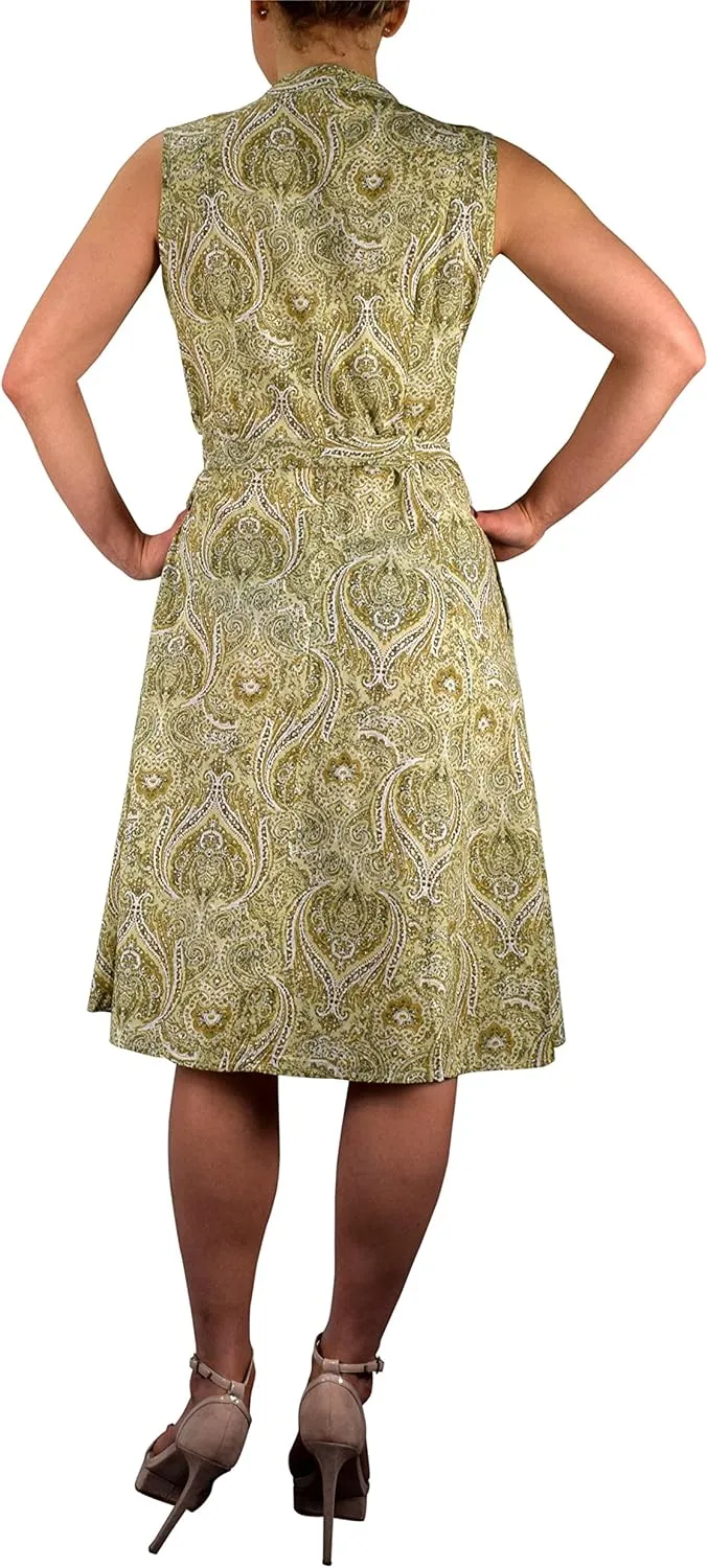 Women's Vintage Retro Button Up A-Line Party Dress with Belt